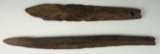 Pair of Inuit bone spears recovered in Alaska. Largest is 11 3/8