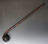 Vintage African wood Knobkerrie club that is heavily patinated with a leather wrap handle.