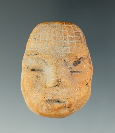 Sale Highlight! Shoto Clay Maskette of a human face wearing a basket hat. Found in Portland, Oregon.