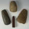 Set of four stone tools found in Gallia Co., Ohio, and Mercer Co., West Virginia. Largest is 4