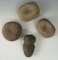 Set of four stone tools found in Michigan including three divoted Hammerstones.