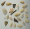 Group of 25 assorted quartz points found at Lovers Point on Breton Bay, St. Mary's Co., Maryland