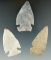 Set of three classic style Intrusive Mound Points found in Ohio, largest is 1 7/8