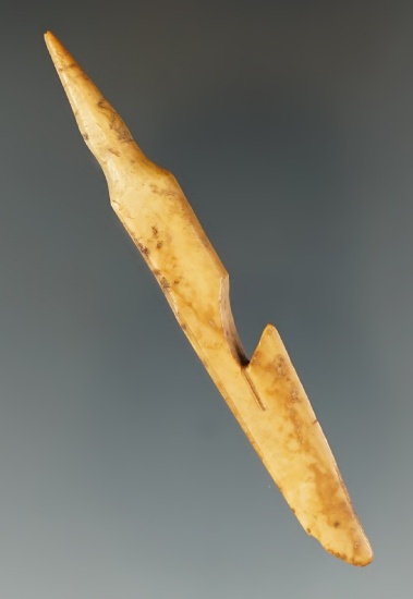 3 1/8" Fossilized Ivory Bone Arrow Foreshaft. Vicinity of Kotlik, Alaska.  Stermer COA.