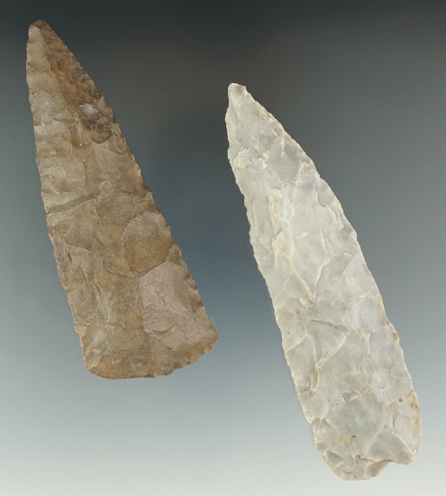Pair of Flint Knives found in Indiana, largest is 4 1/2".