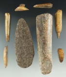Group of eight Inuit artifacts found in Alaska, largest is 5 7/8