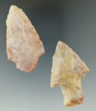 Pair of Woodland Points made from beautiful Flint Ridge Flint found in Ohio. Largest is 2 1/8