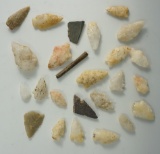 Group of 25 assorted quartz points found at Lovers Point on Breton Bay, St. Mary's Co., Maryland