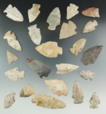 Group of 23 assorted points found in Hillsdale Co., Michigan.