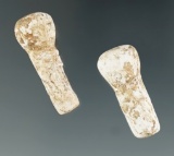 Pair of Knobbed Shell Ear Pins found in Florence, Alabama. Both around 1 1/8