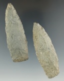 Pair of Paleo Stemmed Lanceolate Points found in Michigan, largest is 2 7/8