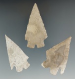 Set of three Montell Points found in Texas, largest is 2 5/8