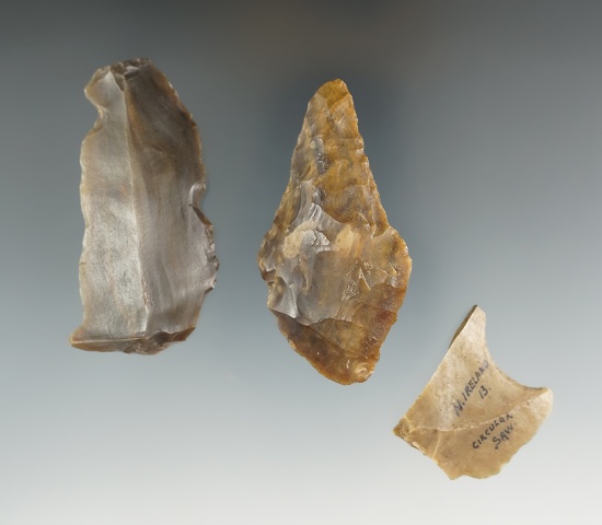 Set of three Flint tools found in northern Ireland.