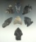 Set of seven assorted arrowheads made from Coshocton Flint, largest is 2