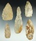 Set of five large Flint knives, largest is 4 15/16