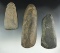Set of three Celts found in Hillsville Co., Michigan, largest is 6 1/8