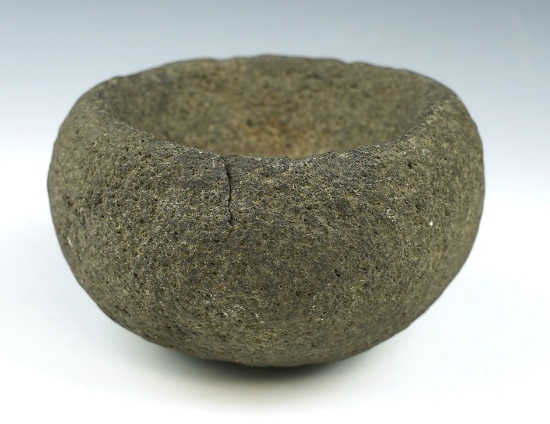 Nicely crafted 4 3/4" wide by 2 3/4" stone bowl found near Wakemap Mound, Columbia River.