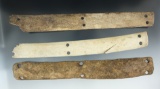 Three sections of Inuit bone armor, largest is 8 3/8