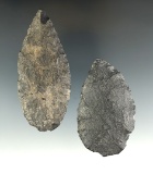 Pair of Basalt blades found in Lake Co., Oregon, that are nicely flaked. Largest is 3 7/16