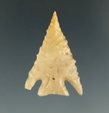 1 1/8 inch nicely serrated well styled Cornernotch arrowhead found in Texas.