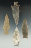 Ex. Museum! Group of four Uvalde points found in Texas, largest is 3 5/16