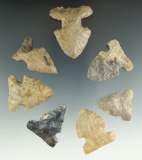 Set of seven Sidenotch Points found in Ohio, largest is 1 3/4