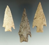 Ex. Museum! Set of three stemmed points found in Texas, largest is 3