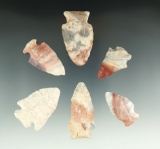 Color! Group of six colorful points found in Ohio made from Flint Ridge and Nethers.