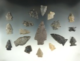 18 assorted points found in the spring of 1967 & 68 by Donald Magnani in Greenbrier Co.,  WV