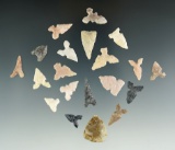 Group of 20 assorted Texas arrowheads, largest is 7/8