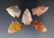 Five assorted Flint Ridge highly colored points found in various counties in Ohio. Largest is 1 1/4