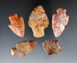 Five Flint Ridge colorful Adena Points form various counties in Ohio. Nice examples and great color.