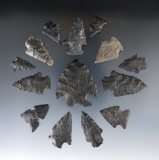 Set of 14 Basalt Arrowheads found in New Mexico. Largest is 1 11/16