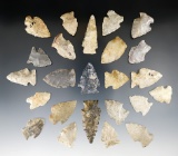 Group of 24 assorted Ohio Arrowheads in nice condition. Largest is 1 3/4