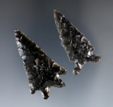 Pair of Obsidian Points including an Elko Eared and a Pinto Basin found in Lake Co., Oregon.