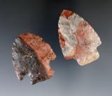 Two highly colored Archaic Broad Blade type points found in Ohio. Largest is 2 1/8