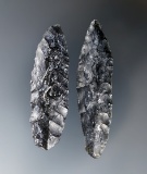 Pair of Cascades made from obsidian found in Warner Valley Oregon. Largest is 2 7/16