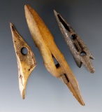 Set of three harpoon tips found in Alaska. Largest is 4 1/4