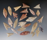 Group of 25 assorted African Neolithic arrowheads found in the Sahara desert region.