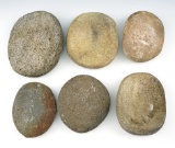 Set of six classic style, well used Mano Grinding Stones found in New Mexico.  Largest is 5