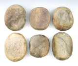 Set of six classic style, well used mano grinding stones found in New Mexico. Largest is 4 1/4
