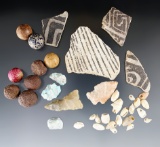 Group of assorted Southwestern artifacts, largest is 2 1/8