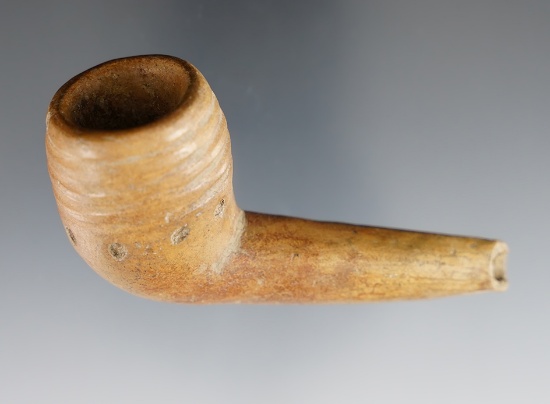 3 1/4" Iroquois Clay Ring Bowl Pipe with only very minor restoration, found in New York.