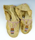 Pair of very old beaded child moccasins, 5 1/4