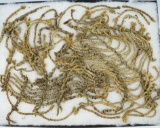 Large framed group of ancient  fiber cordage.
