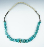 Turquoise nugget necklace with 42 drilled stones.