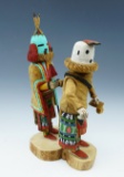 Incredible artistry on this double figure Kachina representing Aholi and Eototo that stands 11 3/8