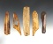 Set of five assorted bone and ivory artifacts found in Alaska, largest is 5 5/16