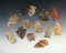 Group of 13 Assorted Ohio Arrowheads, largest is 1 3/4