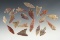 Set of 20 assorted African Neolithic arrowheads found in the Sahara Desert region.